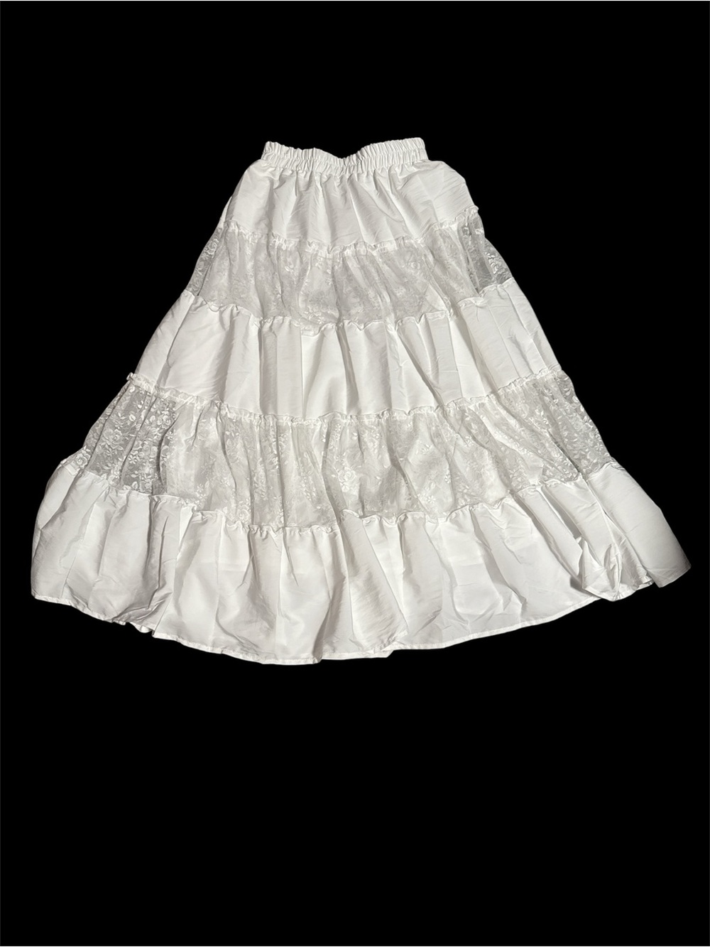 Forever 21 White Tiered Lace Maxi Skirt
